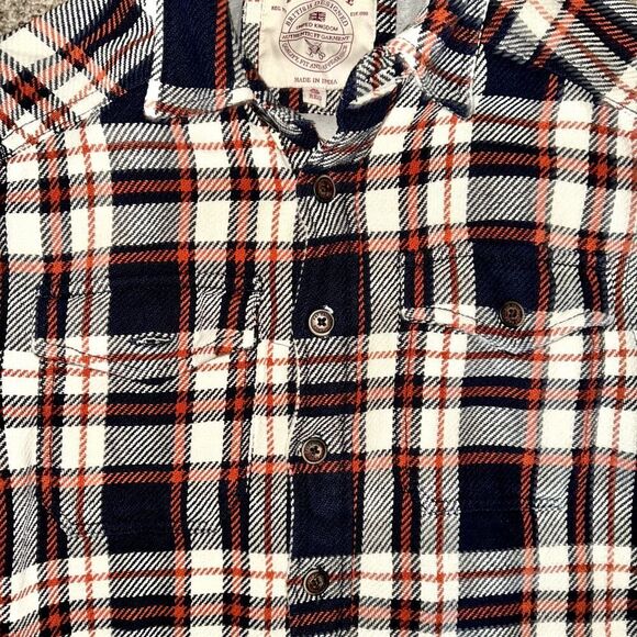 FatFace Men's Dark Blue Orange Ryton Check Overshirt Button Down Flannel Small - Picture 4 of 9